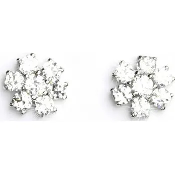 Náušnice Zlaté náušnice, bílé zlato, náušnice s čirými zikony, kytičky, VE 52