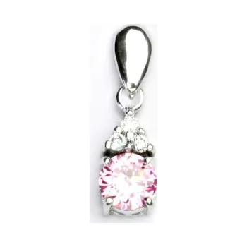 Přívěsek Zlatý přívěsek ,bílé i žluté zlato, čiré zirkony a růžový zirkon 6 mm - VP 126 (zirkon 6 mm)