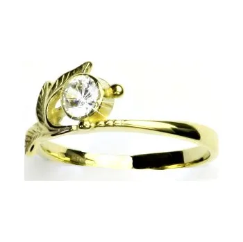 Prsten Zlatý prsten, čirý zirkon , žluté i bílé zlato - T 1064
