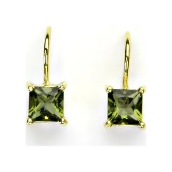 Náušnice Zlaté náušnice, žluté i bílé zlato, přírodní vltavín, NK 1370