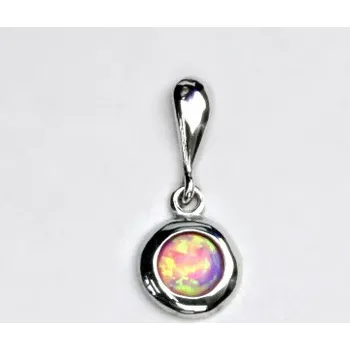 Přívěsek Zlatý přívěsek, bílé zlato, růžový syntet. opál - P 1470/22 (opál 5 mm)