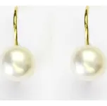 Zlaté náušnice, bílá přírodní říční perla, žluté i bílé zlato - NK 1183 7,5 mm (7,5 mm)