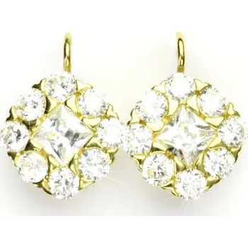 Náušnice Zlaté náušnice, žluté zlato, náušnice se zirkony, čirý zirkon, VE 47 (Zlaté náušnice se zirkony)