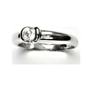 Prsten Zlatý prsten, bílé zlato, prstýnek ze zlata, čirý zirkon, VR 8