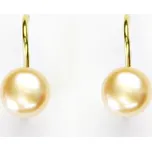 Zlaté náušnice, lososová přírodní říční perla, žluté i bílé zlato - NK 1183 7,5 mm