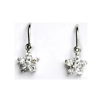 Náušnice Zlaté náušnice, bílé zlato, čiré zirkony, kytička, VE 237
