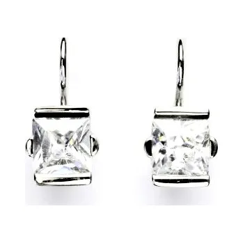 Náušnice Zlaté náušnice, bílé zlato, náušnice s čirými zirkony, VE 182