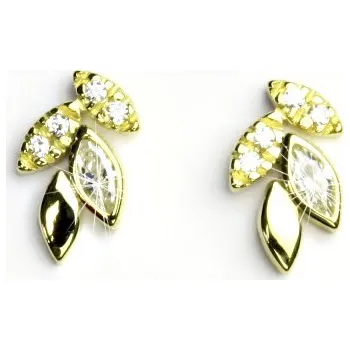 Náušnice Zlaté náušnice, žluté zlato, náušnice se zirkony, čiré zirkony, VE 87