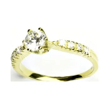 Prsten Zlatý prsten, žluté zlato, prstýnek s čirými zirkony, VR 99