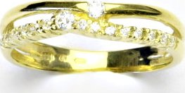 Zlatý prsten s brilianty (diamanty), žluté zlato 14 kt, T 1406