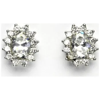 Náušnice Zlaté náušnice Kate, bílé i žluté zlato, čiré zirkony, náušnice ze zlata, NŠ 1480