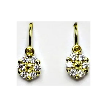 Náušnice Dětské náušnice, čiré zirkony, kytička, zlaté náušnice, žluté zlato, VE 216
