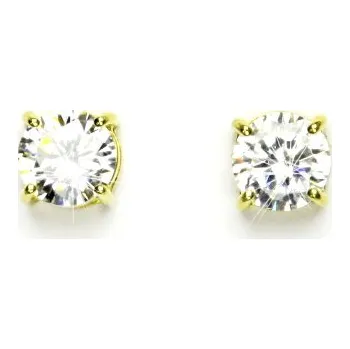 Drahý kámen Zlaté náušnice, žluté i bílé zlato, přírodní křišťál, NŠ 1252