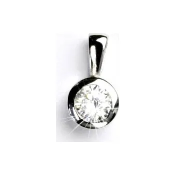 Přívěsek Zlatý přívěsek, bílé zlato, čirý zirkon - VP 137 (zirkon 5,5 mm)