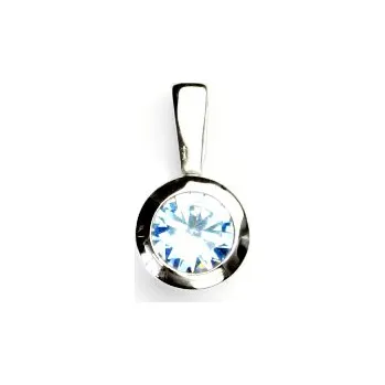 Přívěsek Zlatý přívěsek, bílé i žluté zlato, zirkon akvamarin - VP 137 (zirkon 5,5 mm)