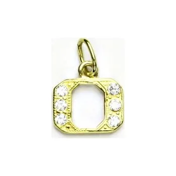 Přívěsek Zlatý přívěsek, žluté zlato, čiré zirkony, písmenko O, P 1106