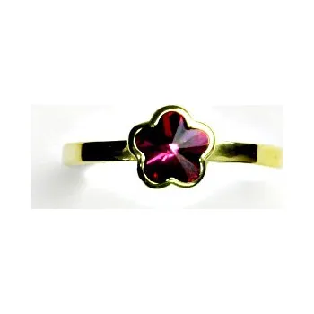 Prsten Zlatý prsten, žluté zlato,prstýnek se Swarovski krystalem,fuchsia, T 1297