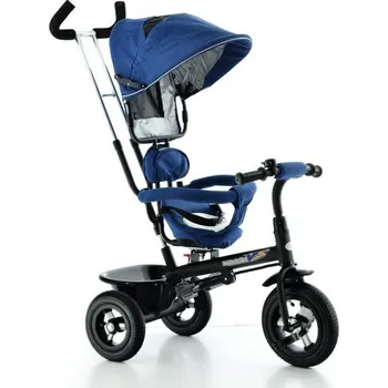 Dětská tříkolka Tříkolka s vodící tyčí a stříškou - modrá (Tříkolka. Tříkolka s vodící tyčí a stříškou)