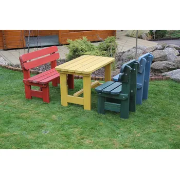 Zahradní nábytek Dětská zahradní sestava z masivu (Dětský zahradní nábytek z borového masivního dřeva)