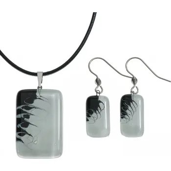 Souprava šperků Souprava skleněných šperků černobílá LENORE - 1703