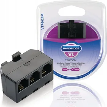 Elektrická zásuvka BANDRIDGE Telefonní Adaptér RJ11 (6P4C) Zástrčka - 3x RJ11 (4/6) Zásuvka Černá