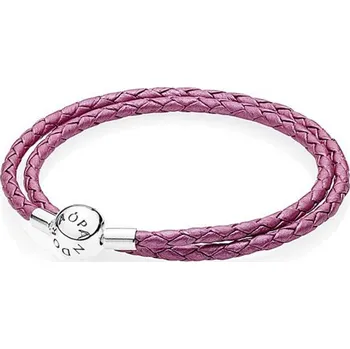 Náramek Pandora 590734CHP-D kožený růžový
