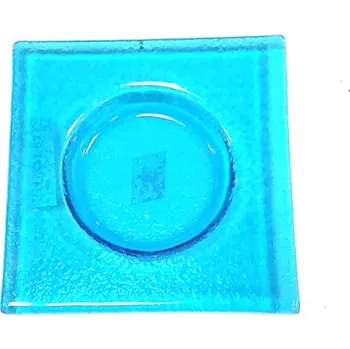 Svícen Sklo čtverec "ROUND" tyrkys 11,5x11,5x1