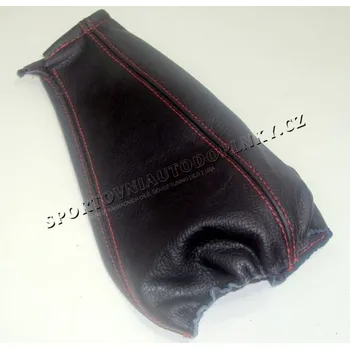 Manžeta řadící páky kožená černá s červeným švem
