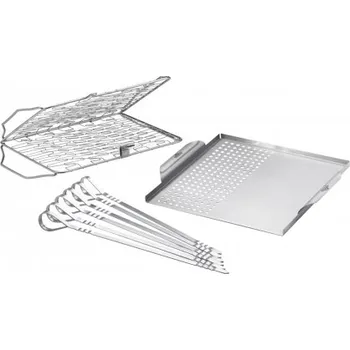 Grilovací rošt Startovací sada pro vegetariány a milovníky ryb Napoleon 90003 (Napoleon 90003 set grilovací plát, mřížka a nerezové vidlice, špízy)