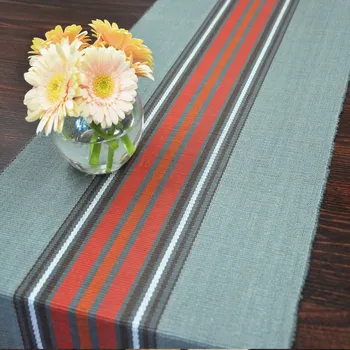 ubrus Tkaný běhoun na stůl - Pruhy šedočervené