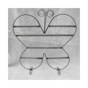 Náušnice Stojan na náušnice motýl, barva kouřová ocel