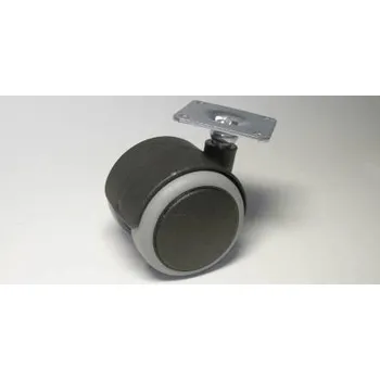 Nábytkové kování Nábytkové kolečko typu A + kovová destička 42x42mm, celoplastové, pr. 50, černé s gumou