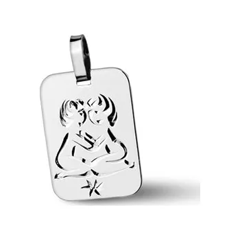 Přívěsek Stříbrný přívěsek - znamení Blíženci Přívěsek: bez rytiny