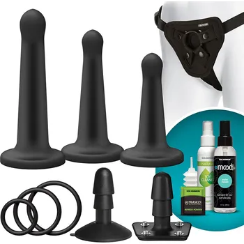 Připínací penis Doc Johnson Vac-U-Lock Platinum Silicone Pegging Set Černá
