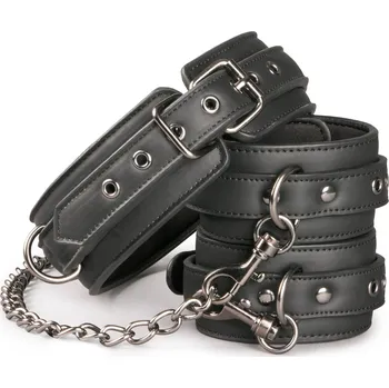 Easytoys Fetish Collection Leather Collar With Handcuffs