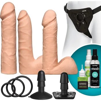 Připínací penis Doc Johnson Vac-U-Lock Dual Density UltraSkyn Set - Set ultrarealistických připínáků