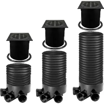 podlahová vpusť OSMA kanalizační šachta 315x2000 mm vícevtoková KG 160 poklop teleskopický mříž - 12,5t