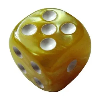 Hrací kostka Kostka Mramor D6 16mm - žlutá