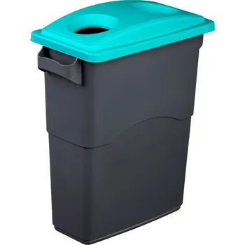Odpadkový koš Nádoba na třídění odpadu 60 litrů + modrozelené víko na sklo