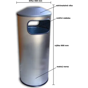 Venkovní odpadkový koš Odpadkový koš nerezový vysoký, matný