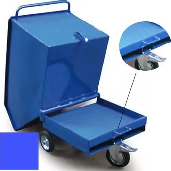 Odpadkový koš Výklopný vozík na špony, třísky 250 litrů, s kapsami pro stohovač, modrý