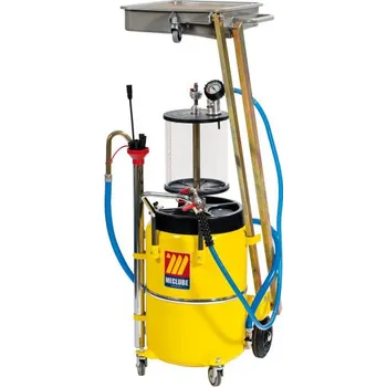 Olejová vana Nádoba 65 litrů ■ sklopná vana 14 litrů-1454 (Sběrná pojízdná nádoba na olej 65 litrů, sklopná vana 14 litrů, podtlakové odsávání oleje (6 sond), kontrolní měrný válec 10 litrů, stavoznak, pneumatické vyprazdňování... )