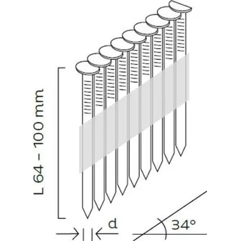 Sponkovačka KM REICH Hřebíky hladké D34 2,9 x 65mm, 34°, papírová páska, 2000ks+GAS, KMR 10400924