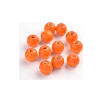 Dětské navlékací korálky Dřevěné korálky oranžové 12mm 20g