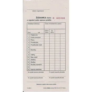 Tiskopis Žádanka na vyprání prádla