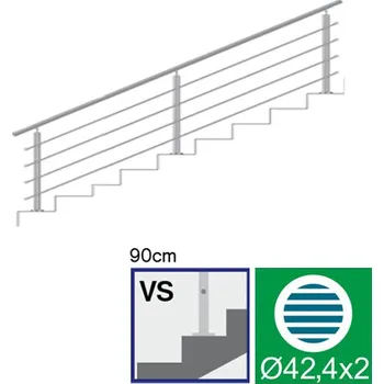 Nerezové zábradlí VS L3000, D42,4/4xd12/H900