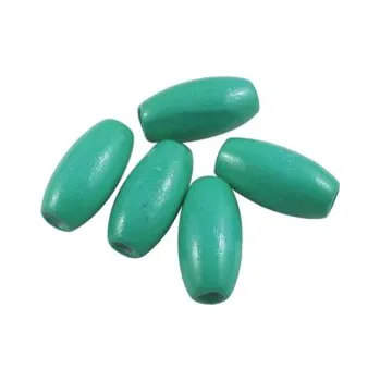 Dětské navlékací korálky Dřevěné korálky tyrkysové 12x8mm 20g
