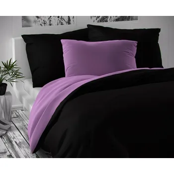 Povlečení Kvalitex Saténové povlečení černé/fialové 140/200, 70/90