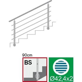 Nerezové zábradlí BS L1500, D42,4/4xd12/H900