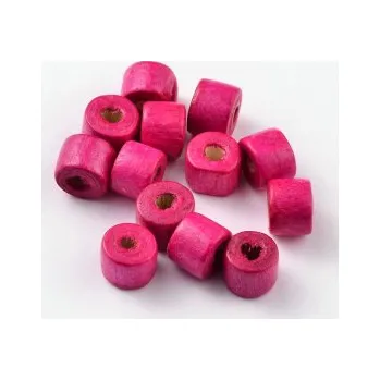Dětské navlékací korálky Dřevěné korálky sytě růžové 7x6mm 20g
